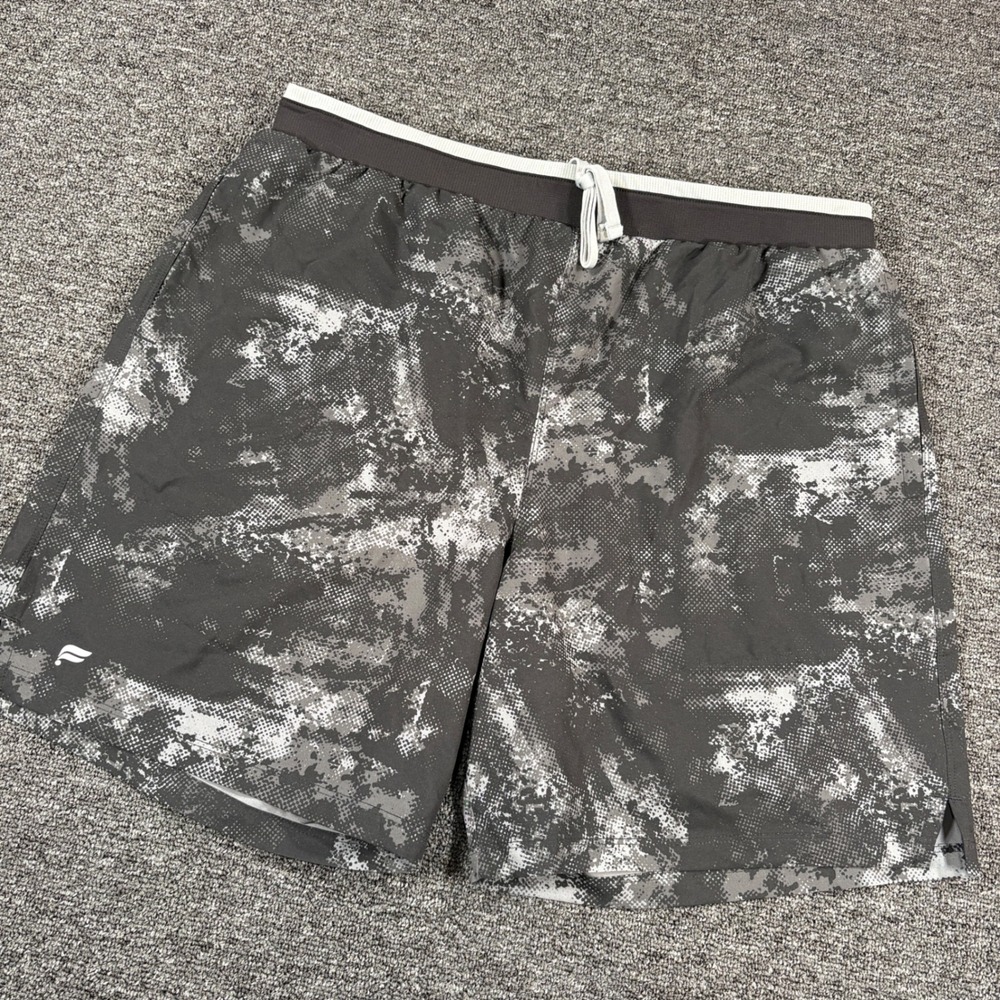 Fabletics Athletic Shorts Mens XL Gray Camo 7 Inseam Lined Workout SO2253766